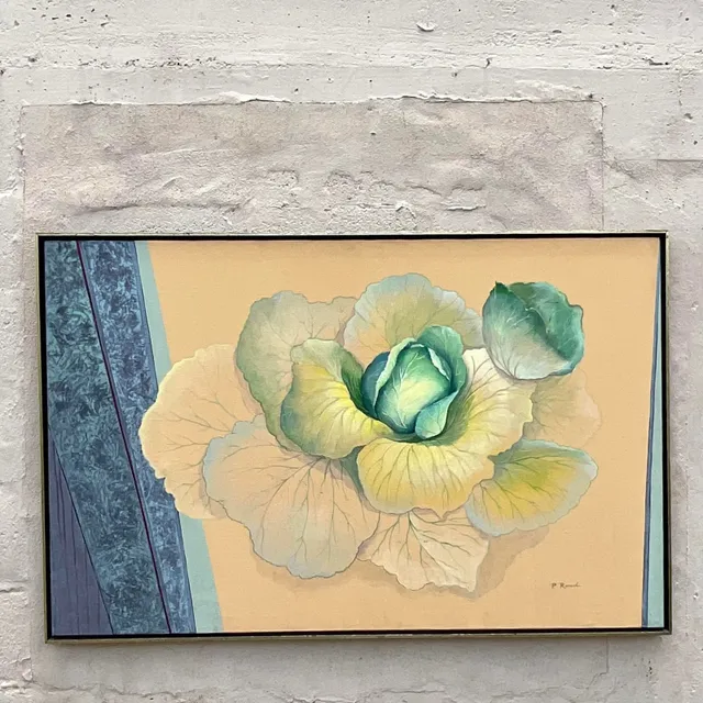 Vintage Boho Signed Original Oil Still Life on Canvas — additional photo 3