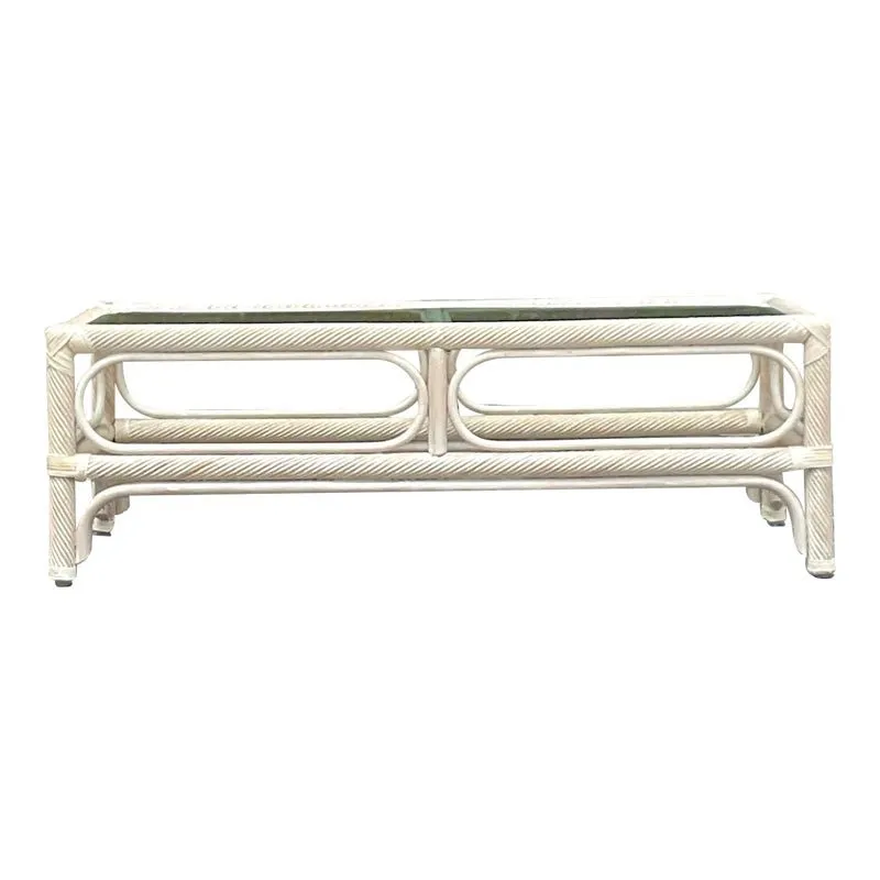 Vintage Coastal Cerused Pencil Reed Coffee Table