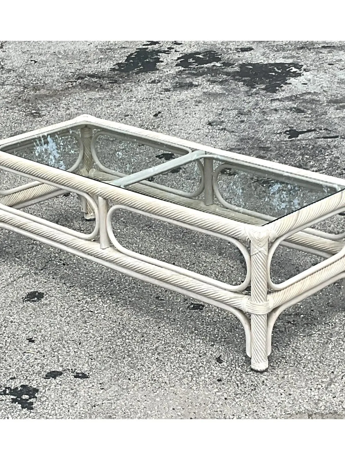 Vintage Coastal Cerused Pencil Reed Coffee Table — additional photo 4