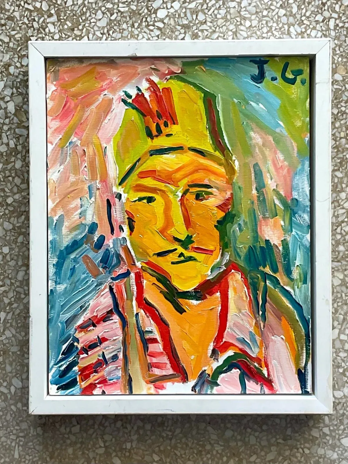 Vintage Fauvist Signed Original Oil Portrait Painting on Board — additional photo 5