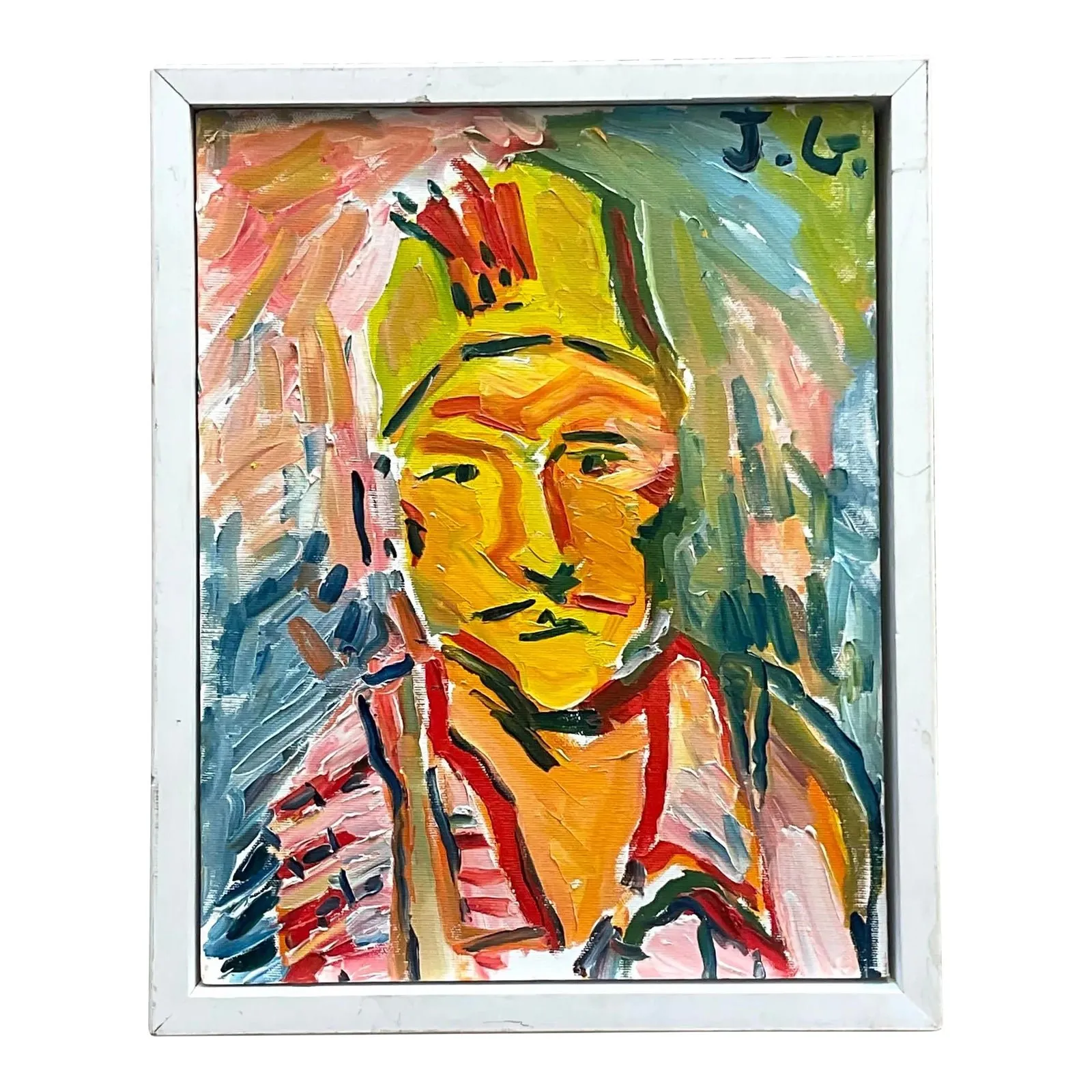Vintage Fauvist Signed Original Oil Portrait Painting on Board — additional photo 8