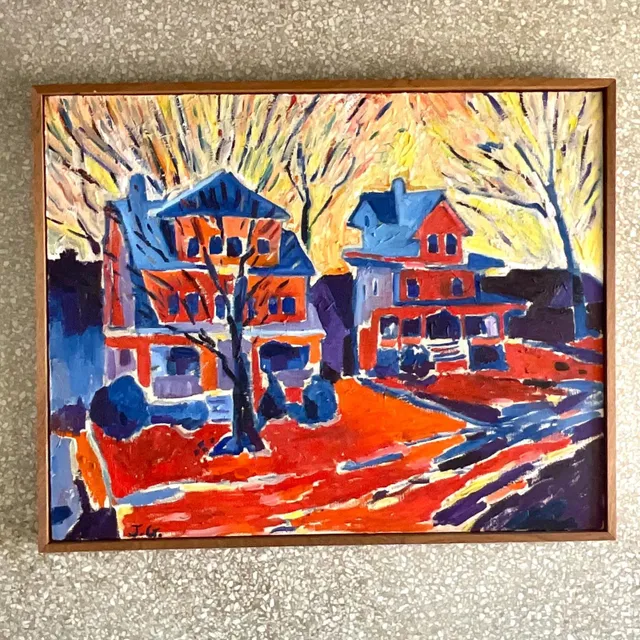 Vintage Boho Signed Original Abstract Expressionist Oil Painting on Canvas — additional photo 5
