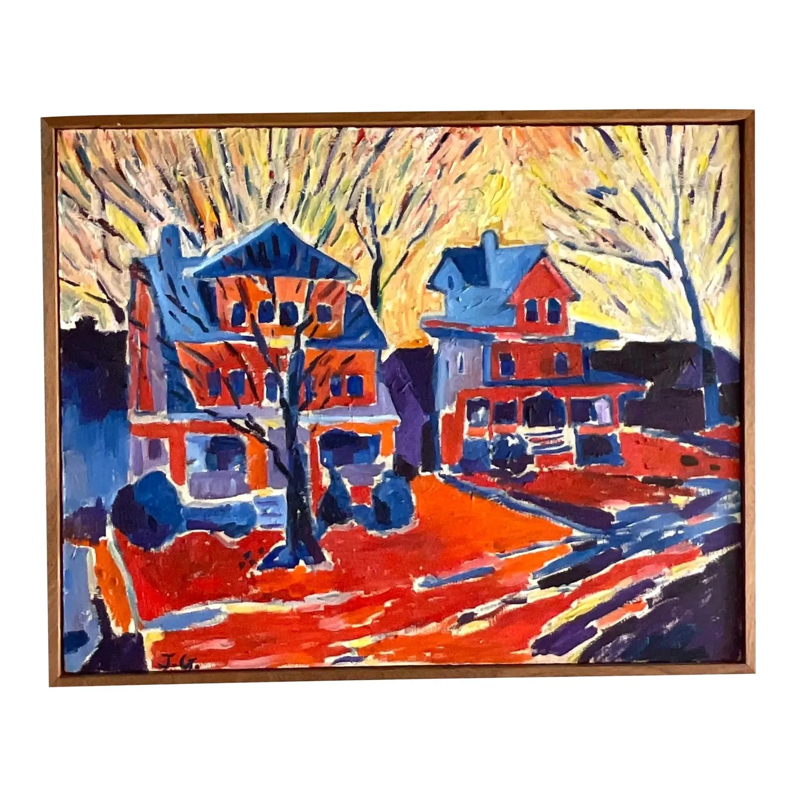Vintage Boho Signed Original Abstract Expressionist Oil Painting on Canvas — additional photo 7