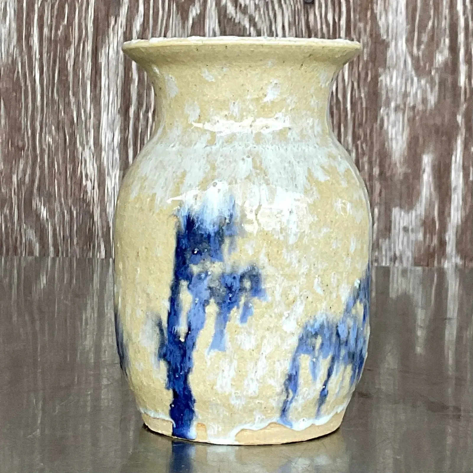 Vintage Boho Signed Studio Pottery Vase - Pottery, 4W x 6.25H — additional photo 1