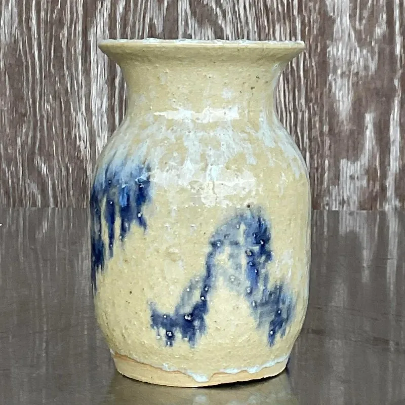 Vintage Boho Signed Studio Pottery Vase - Pottery, 4W x 6.25H — additional photo 4