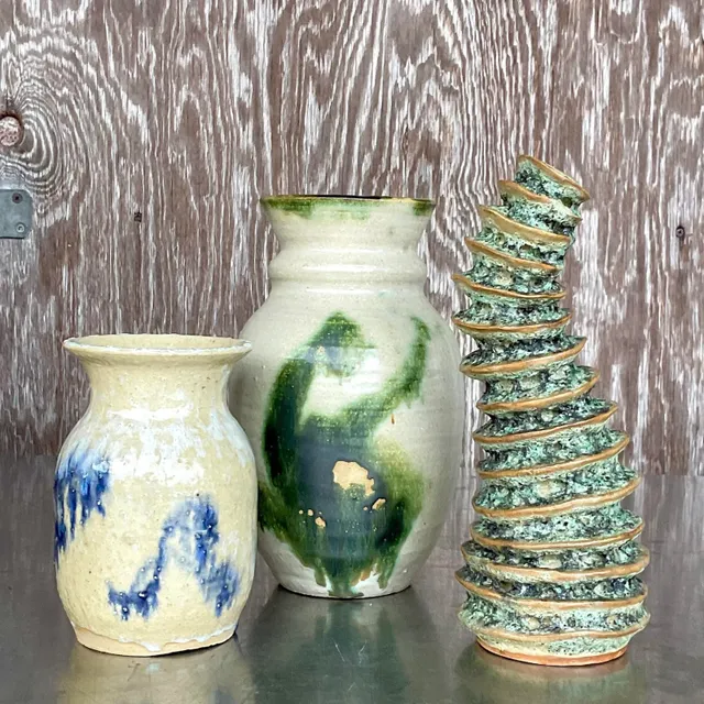 Vintage Boho Signed Studio Pottery Vase - Pottery, 4W x 6.25H — additional photo 6