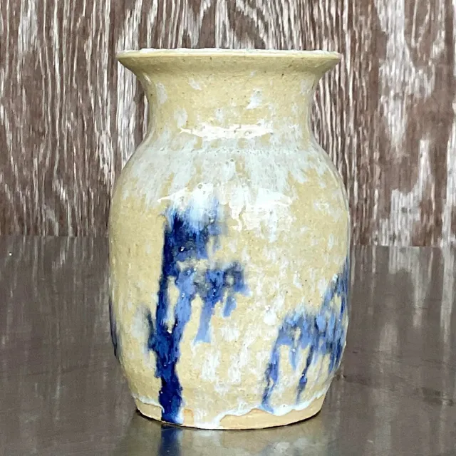 Vintage Boho Signed Studio Pottery Vase - Pottery, 4W x 6.25H — additional photo 3