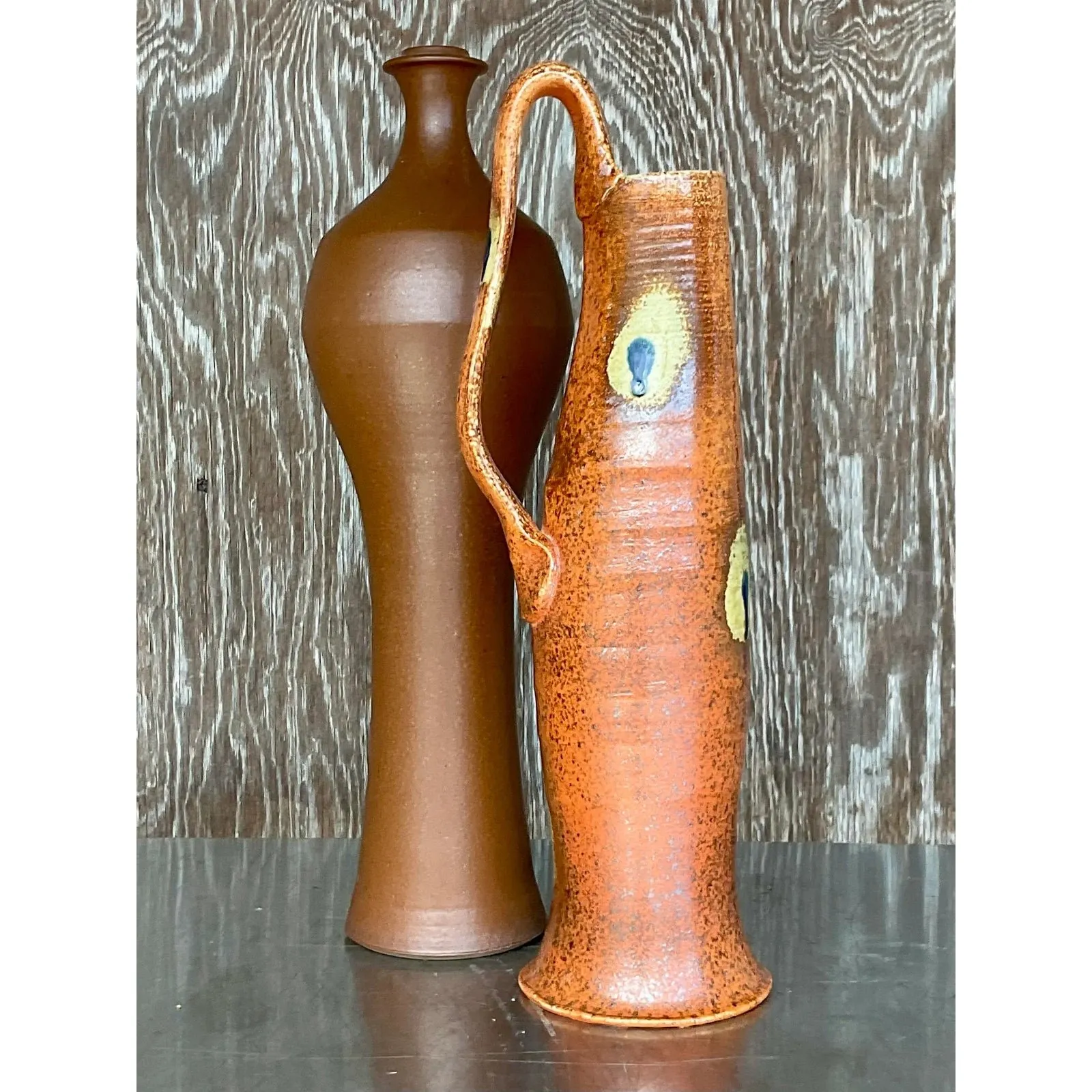 Vintage Boho Studio Pottery Vases - Set of 2 — additional photo 2
