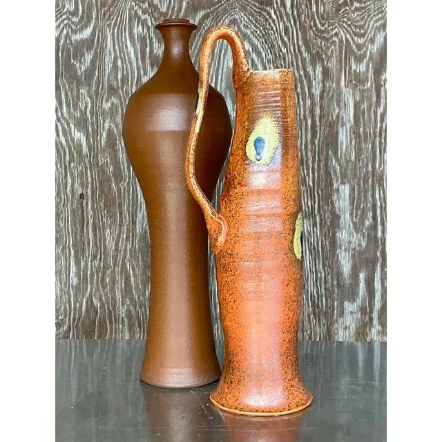 Vintage Boho Studio Pottery Vases - Set of 2 — additional photo 2