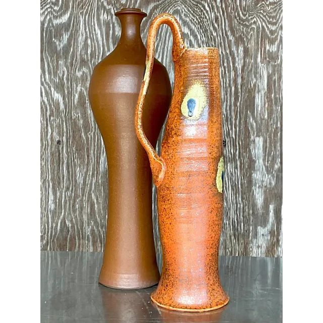 Vintage Boho Studio Pottery Vases - Set of 2 — additional photo 1