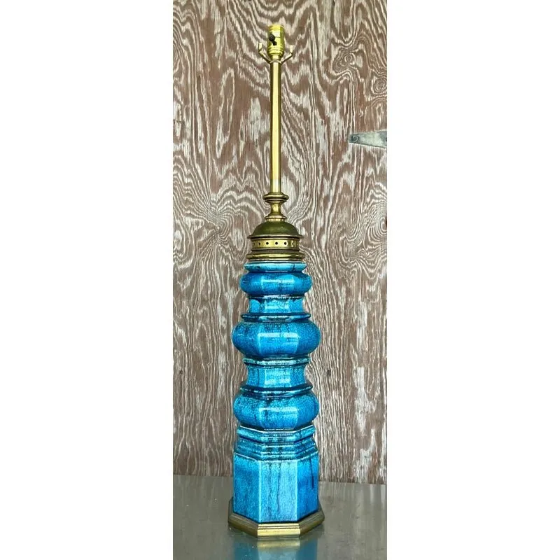 Vintage Stiffel Mid-Century Modern Glazed Ceramic Lamp — additional photo 2