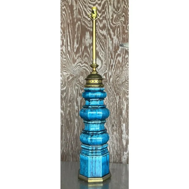 Vintage Stiffel Mid-Century Modern Glazed Ceramic Lamp — additional photo 4
