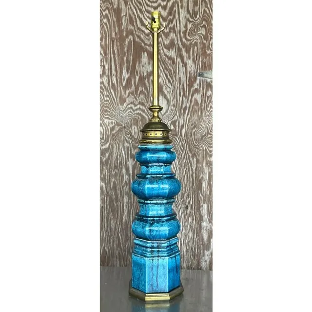 Vintage Stiffel Mid-Century Modern Glazed Ceramic Lamp — additional photo 4