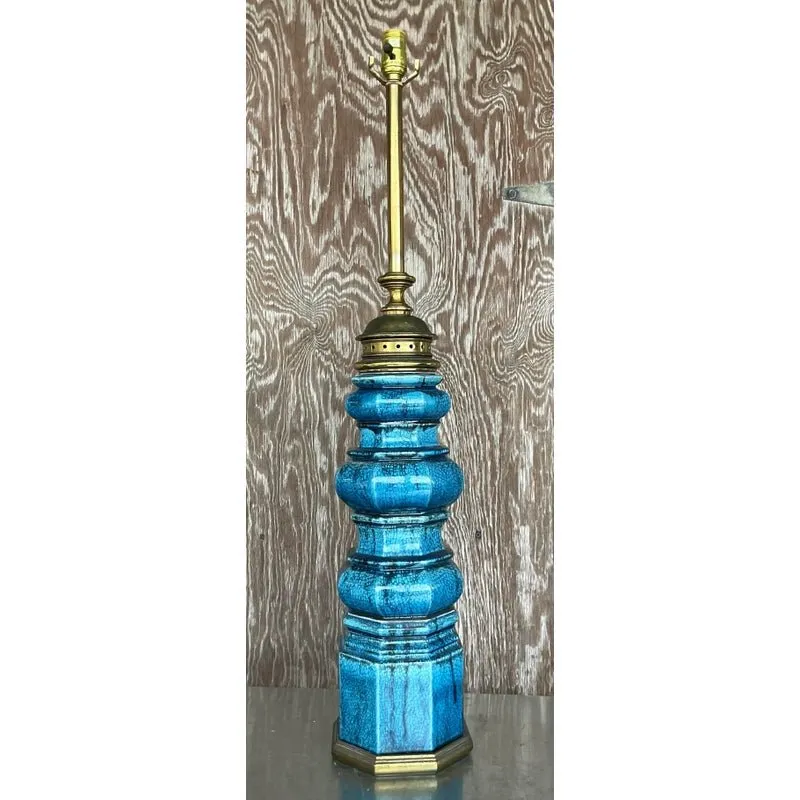 Vintage Stiffel Mid-Century Modern Glazed Ceramic Lamp — additional photo 5