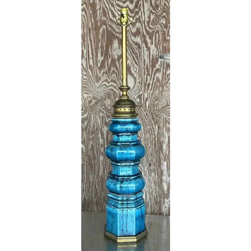 Vintage Stiffel Mid-Century Modern Glazed Ceramic Lamp — additional photo 6