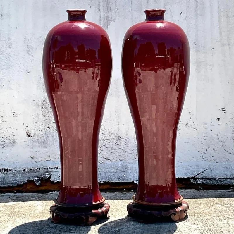 Vintage Boho Monumental “Sang De Bouf” Glazed Ceramic Vases - a Pair — additional photo 3
