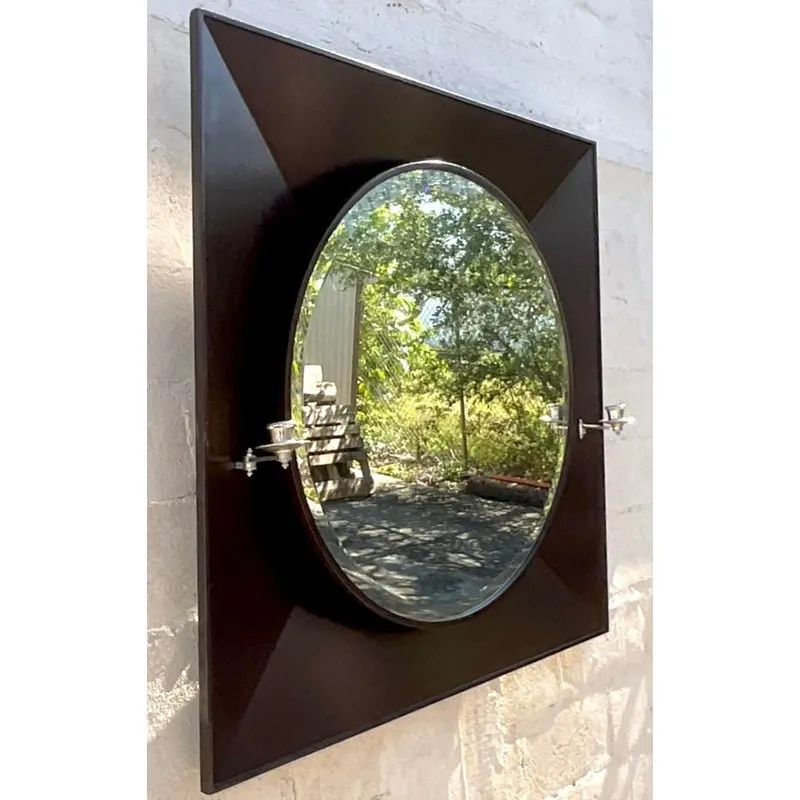 Vintage Contemporary Ebony Candlestick Mirror — additional photo 6