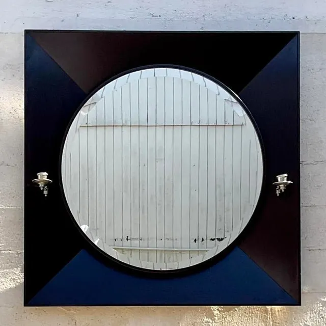 Vintage Contemporary Ebony Candlestick Mirror — additional photo 3