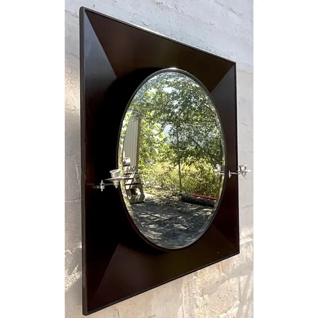 Vintage Contemporary Ebony Candlestick Mirror — additional photo 7