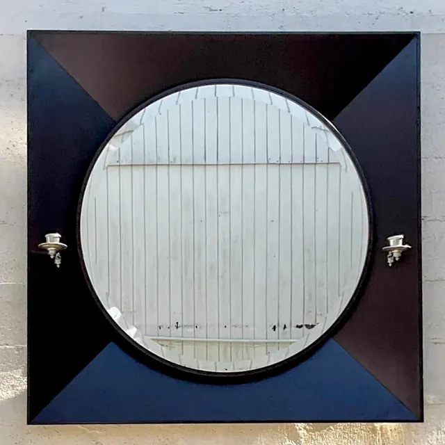 Vintage Contemporary Ebony Candlestick Mirror — additional photo 1