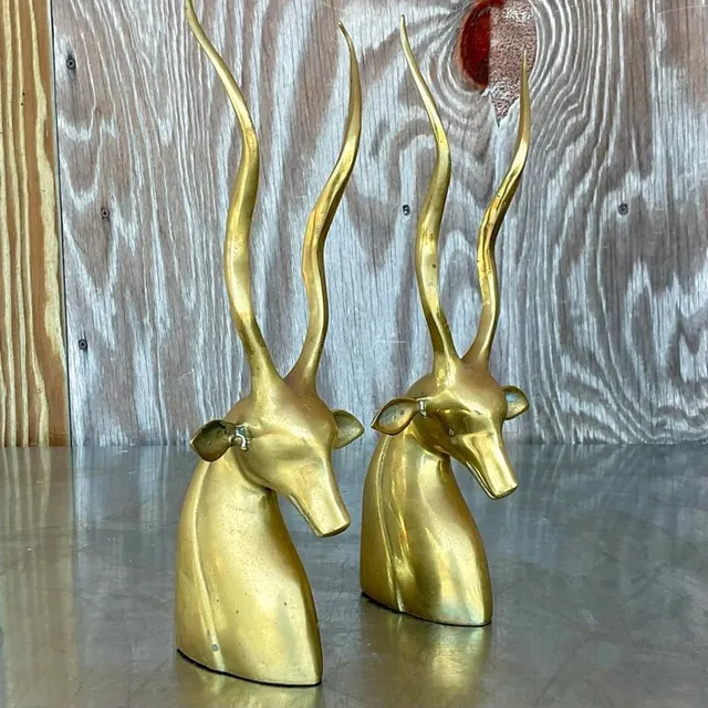Vintage Boho Brass Antelope Bookends - a Pair — additional photo 3