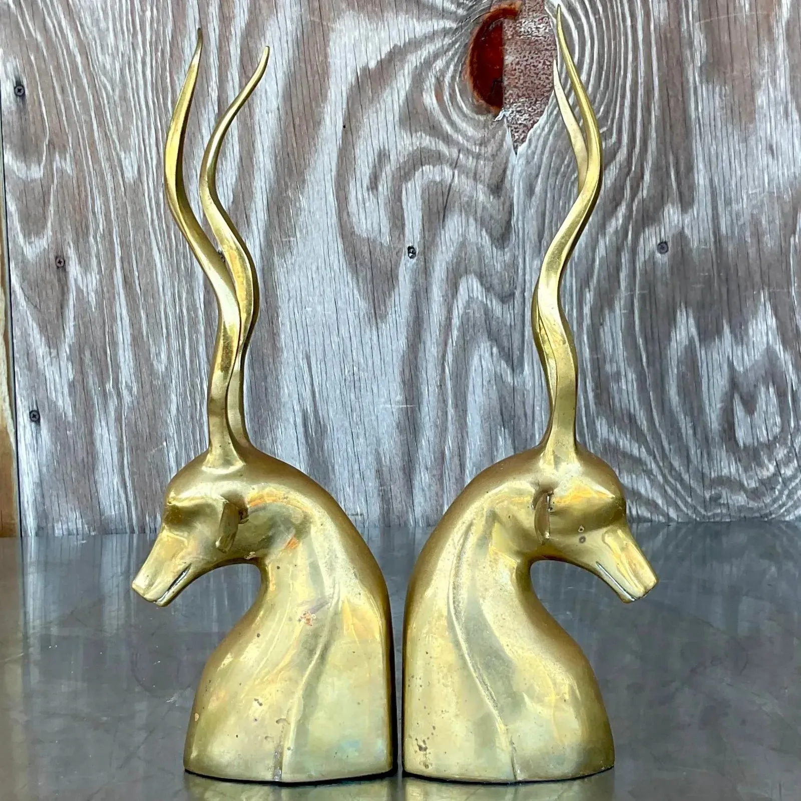 Vintage Boho Brass Antelope Bookends - a Pair — additional photo 5