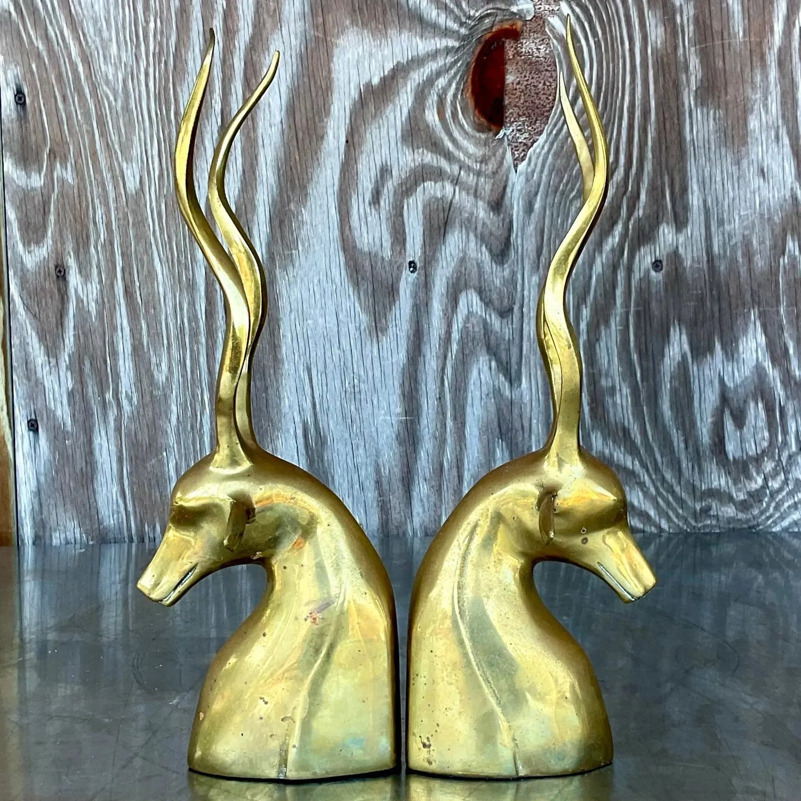 Vintage Boho Brass Antelope Bookends - a Pair — additional photo 7