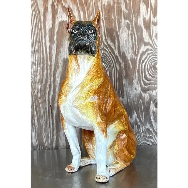 Vintage Boho Italian Glazed Ceramic Boxer — additional photo 5