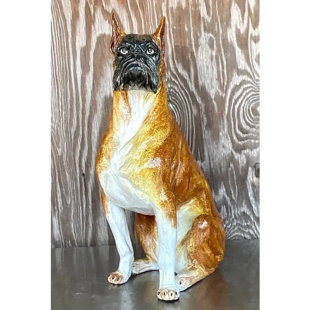 Vintage Boho Italian Glazed Ceramic Boxer — additional photo 3