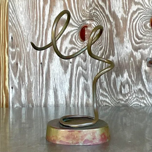 Vintage Boho Abstract Metal Sculpture — additional photo 1