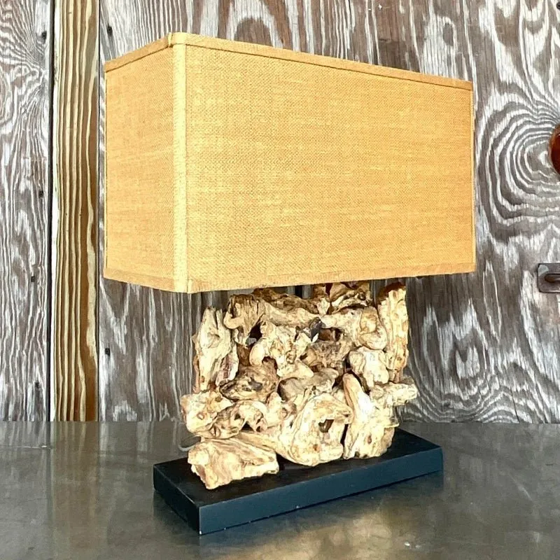 Vintage Boho Wood Knot Table Lamp — additional photo 1