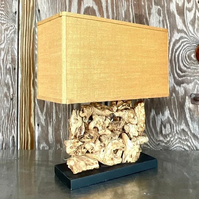 Vintage Boho Wood Knot Table Lamp — additional photo 1