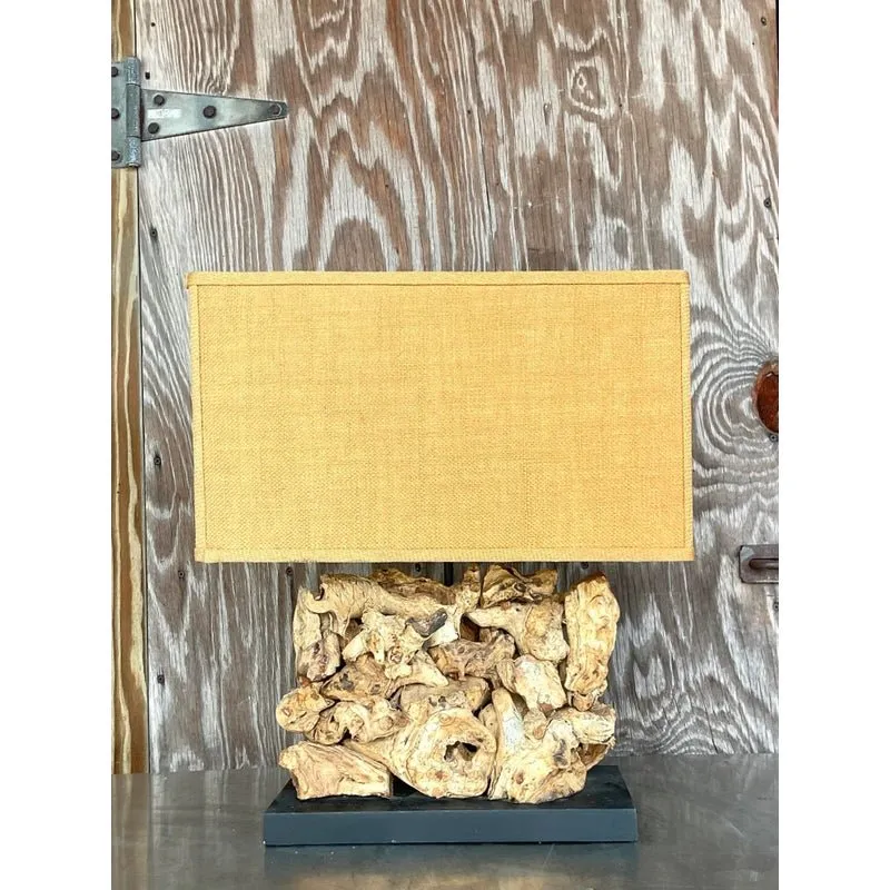 Vintage Boho Wood Knot Table Lamp — additional photo 3