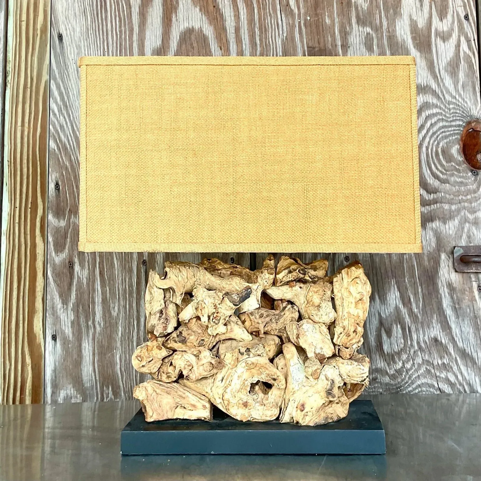 Vintage Boho Wood Knot Table Lamp — additional photo 4