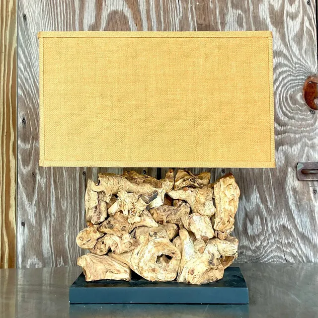 Vintage Boho Wood Knot Table Lamp — additional photo 6