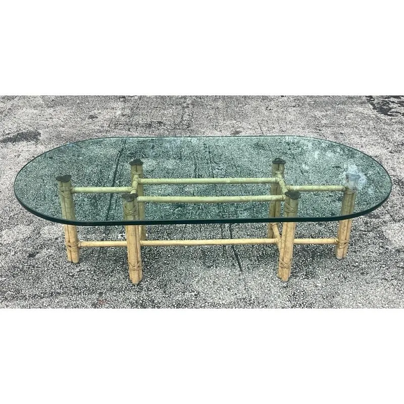 Late 20th Century Vintage Coastal Signed McGuire Coffee Table — additional photo 1