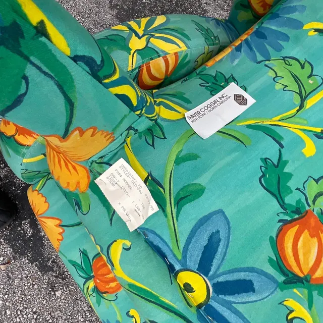 Vintage Boho Thayer Coggin Floral Chair and Ottoman Set — additional photo 8