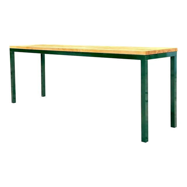 Vintage Boho Hunter Green Metal and Butcher Block Console Table, 1980s — additional photo 1