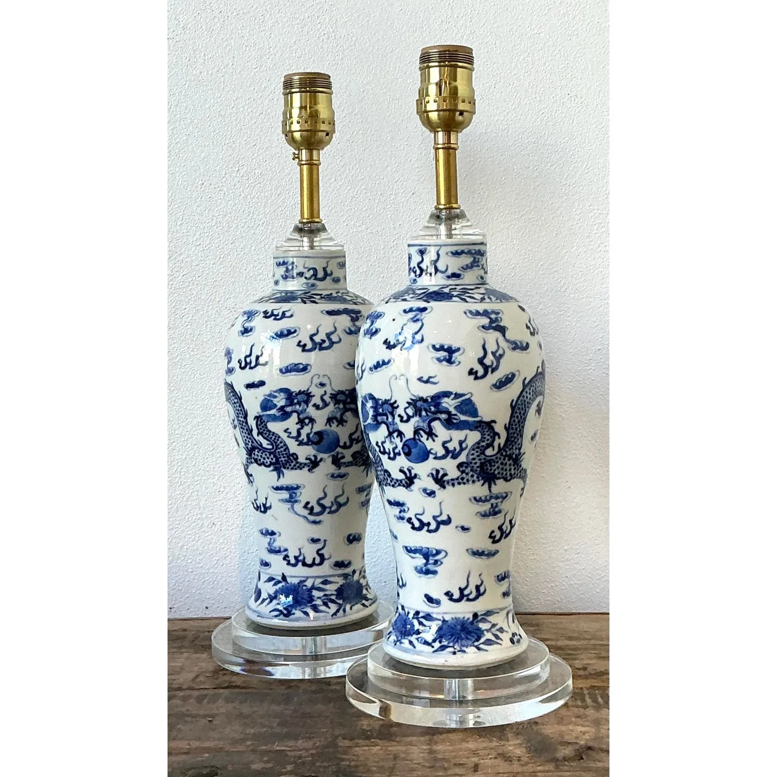 Vintage Dragon Glazed Ceramic Lamps - A Pair — additional photo 3