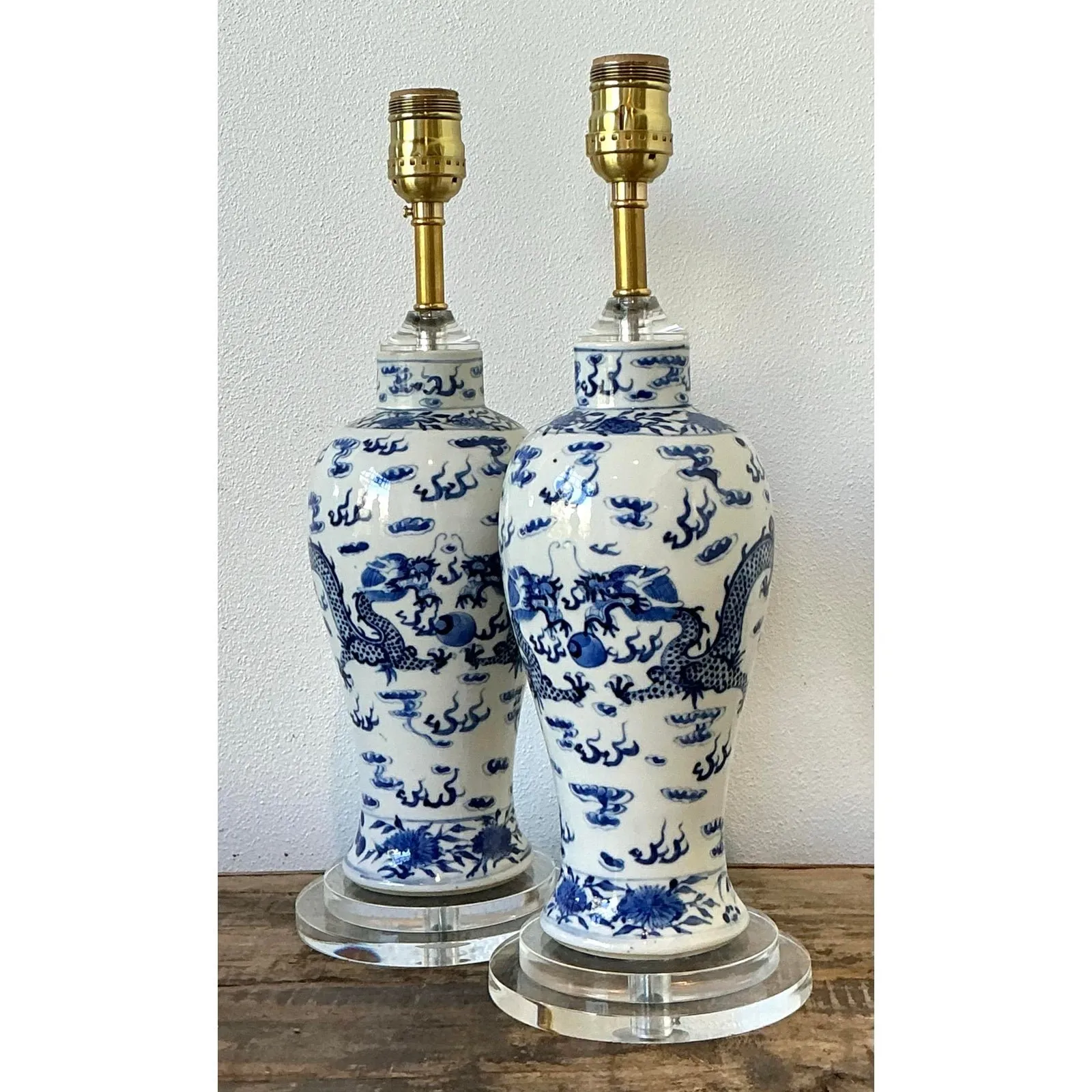 Vintage Dragon Glazed Ceramic Lamps - A Pair — additional photo 4