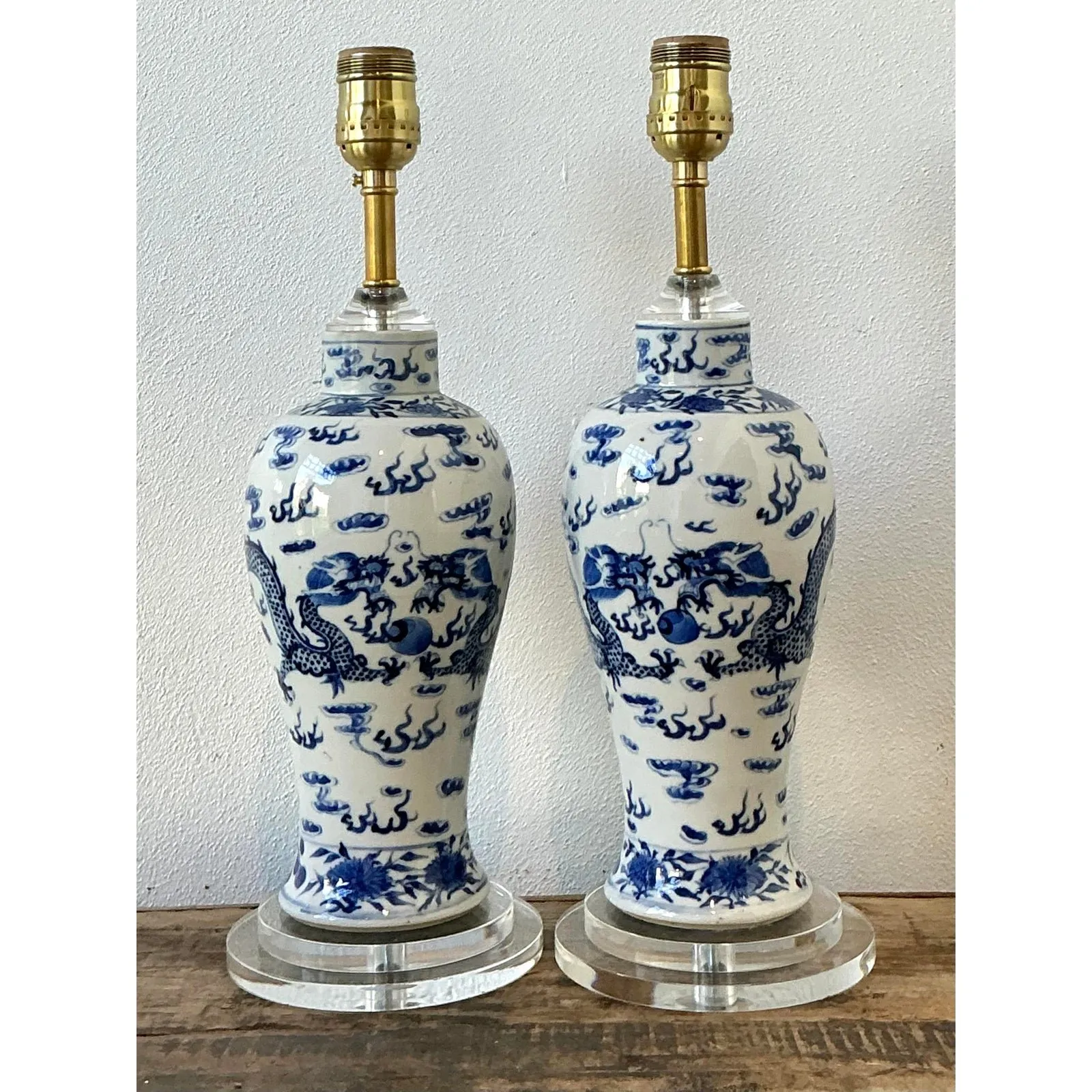 Vintage Dragon Glazed Ceramic Lamps - A Pair — additional photo 5