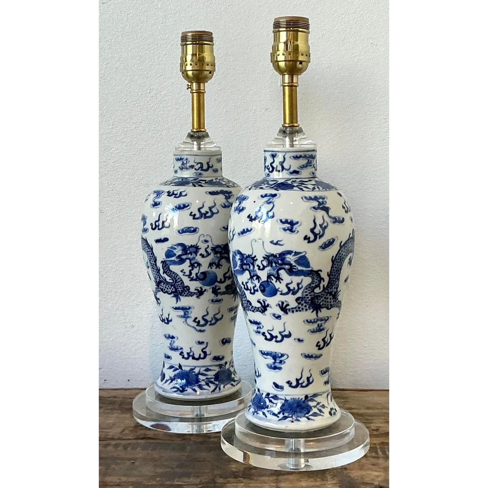 Vintage Dragon Glazed Ceramic Lamps - A Pair — additional photo 6