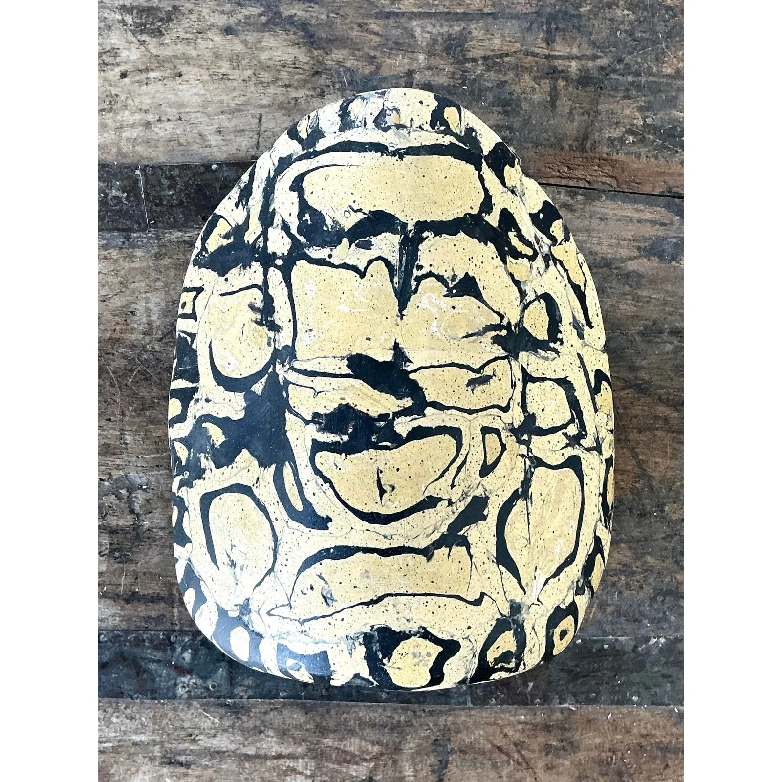 Vintage Italian Scagliola Pigmented Plaster Turtle Shell - Synthetic, 6W x 7.75H — additional photo 3