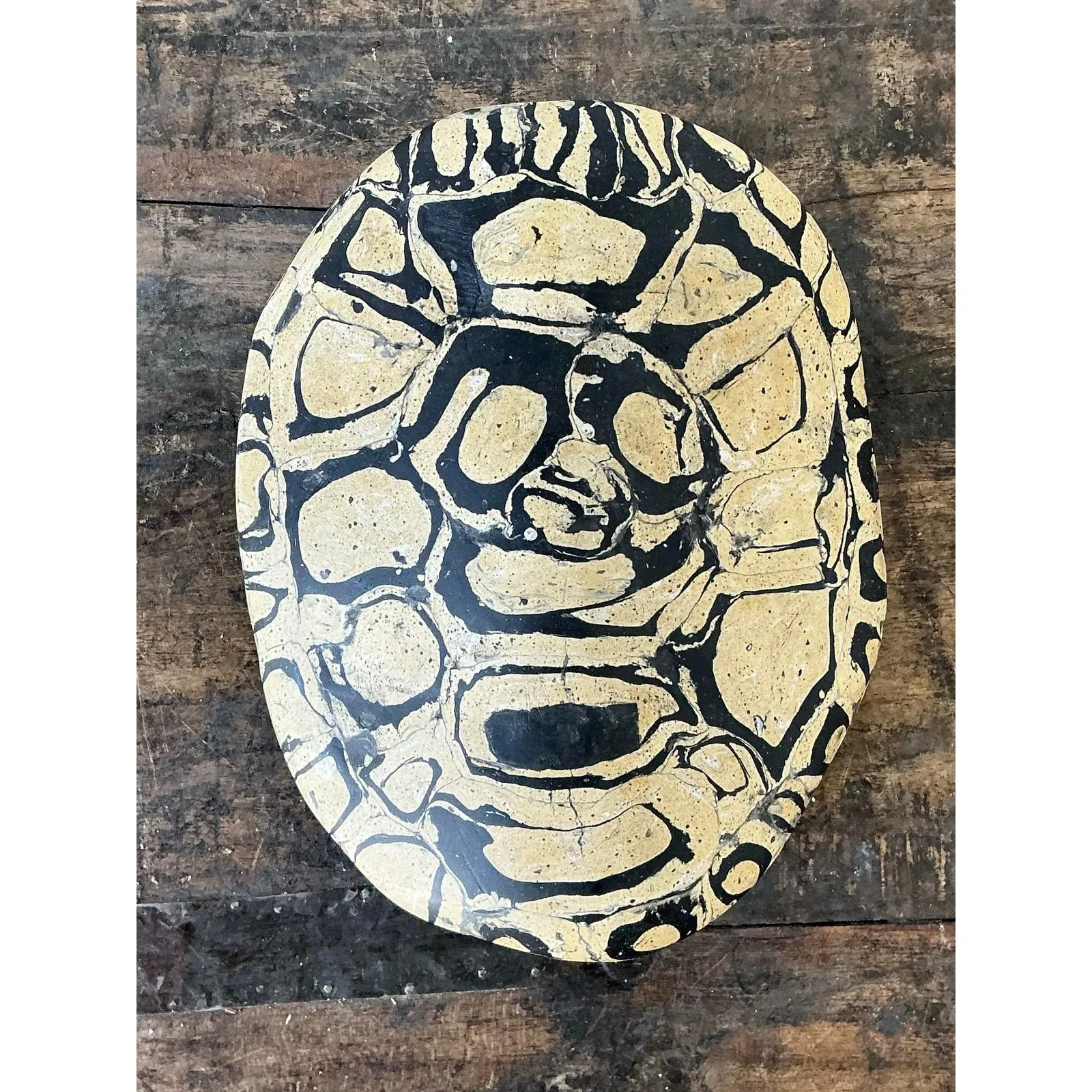 Vintage Italian Scagliola Pigmented Plaster Turtle Shell - Synthetic, 6W x 7.75H — additional photo 2