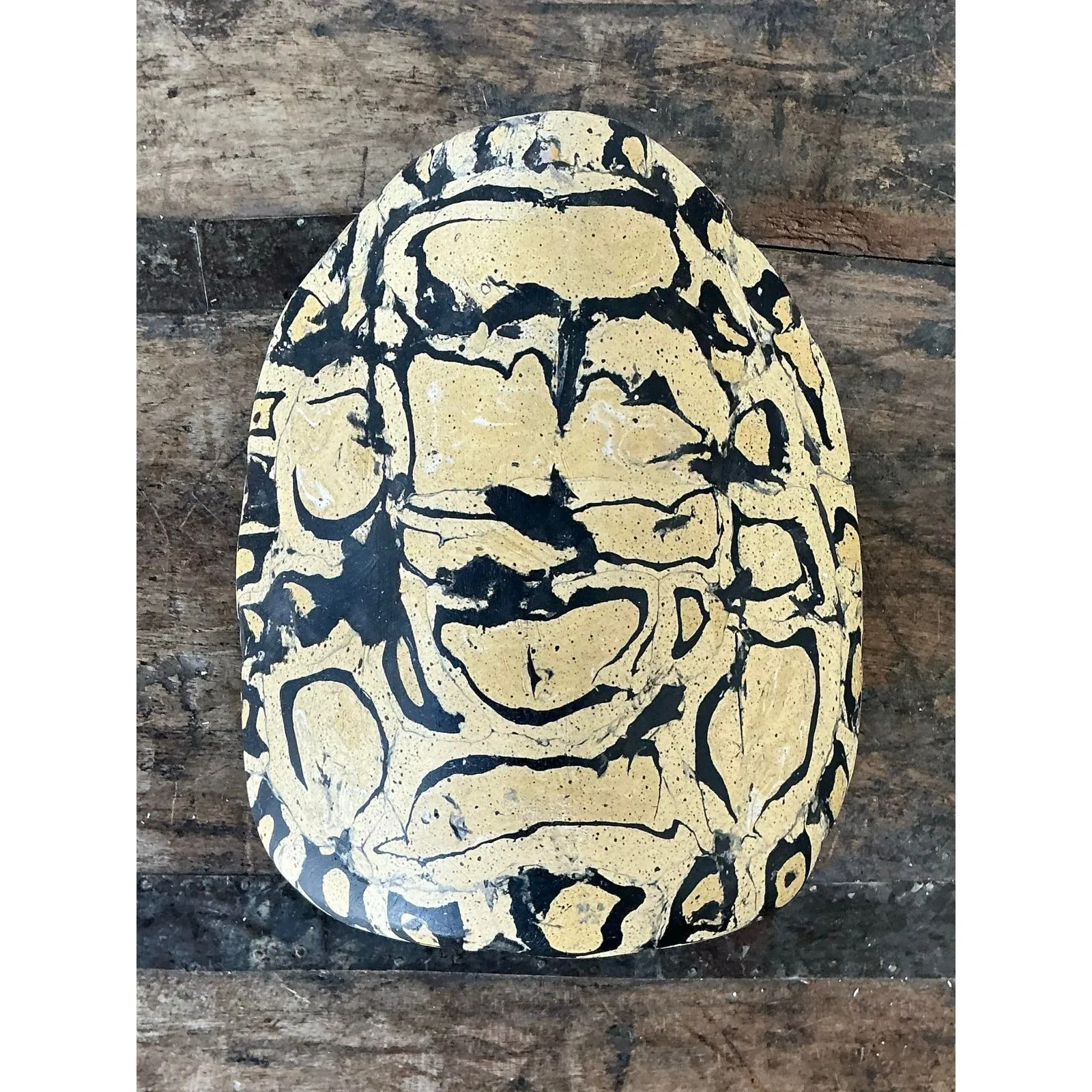 Vintage Italian Scagliola Pigmented Plaster Turtle Shell - Synthetic, 6W x 7.75H — additional photo 4