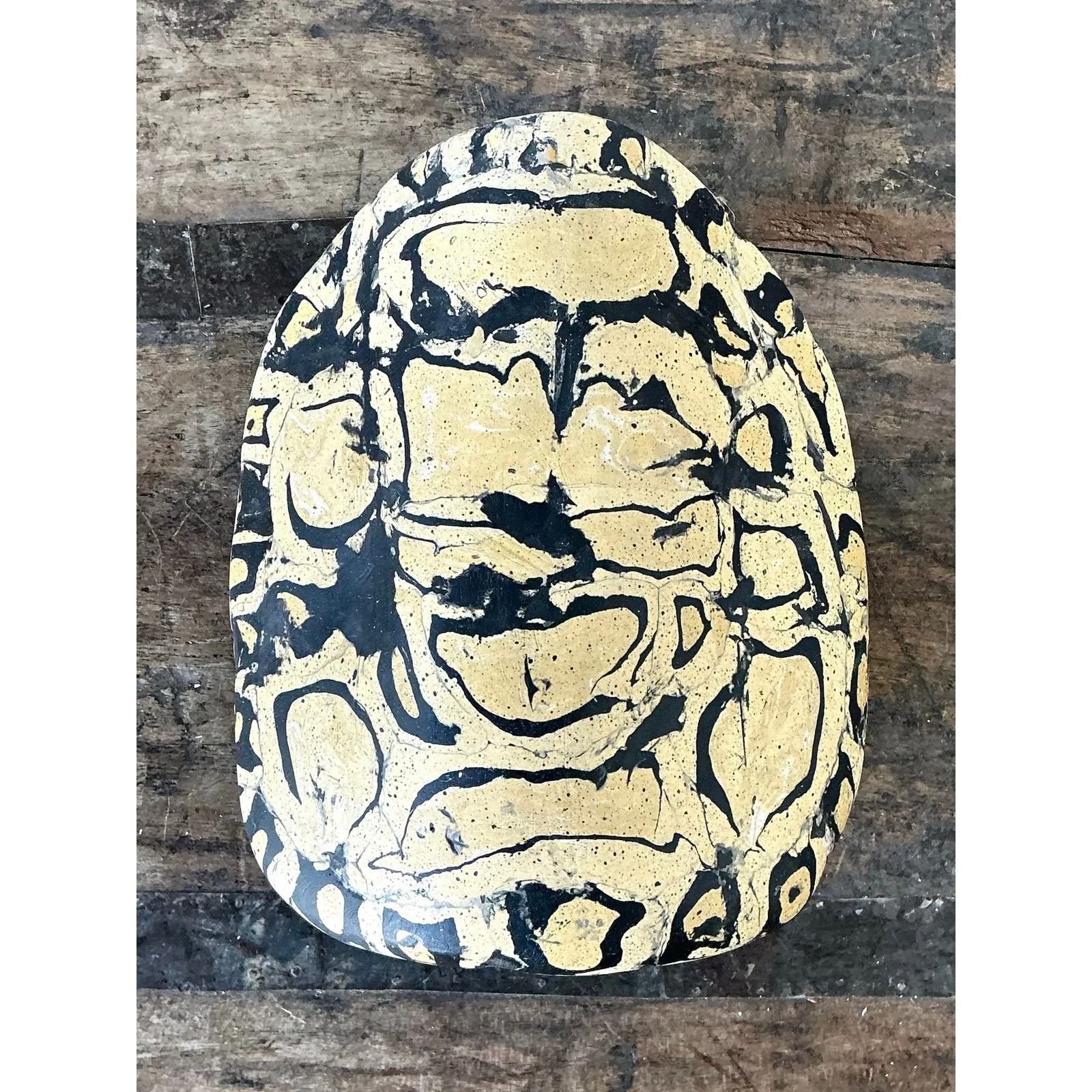 Vintage Italian Scagliola Pigmented Plaster Turtle Shell - Synthetic, 6W x 7.75H — additional photo 8