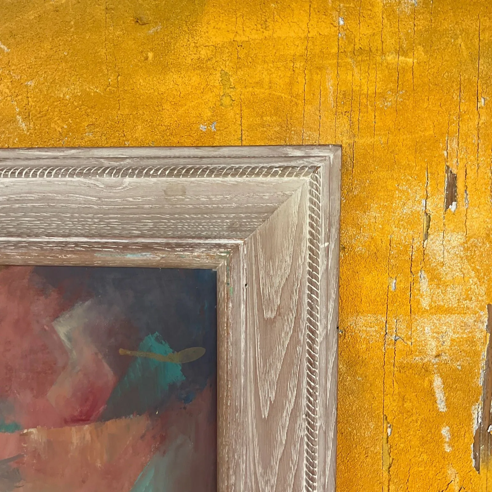 Vintage Boho Original Geometric Still Life Oil on Canvas — additional photo 5