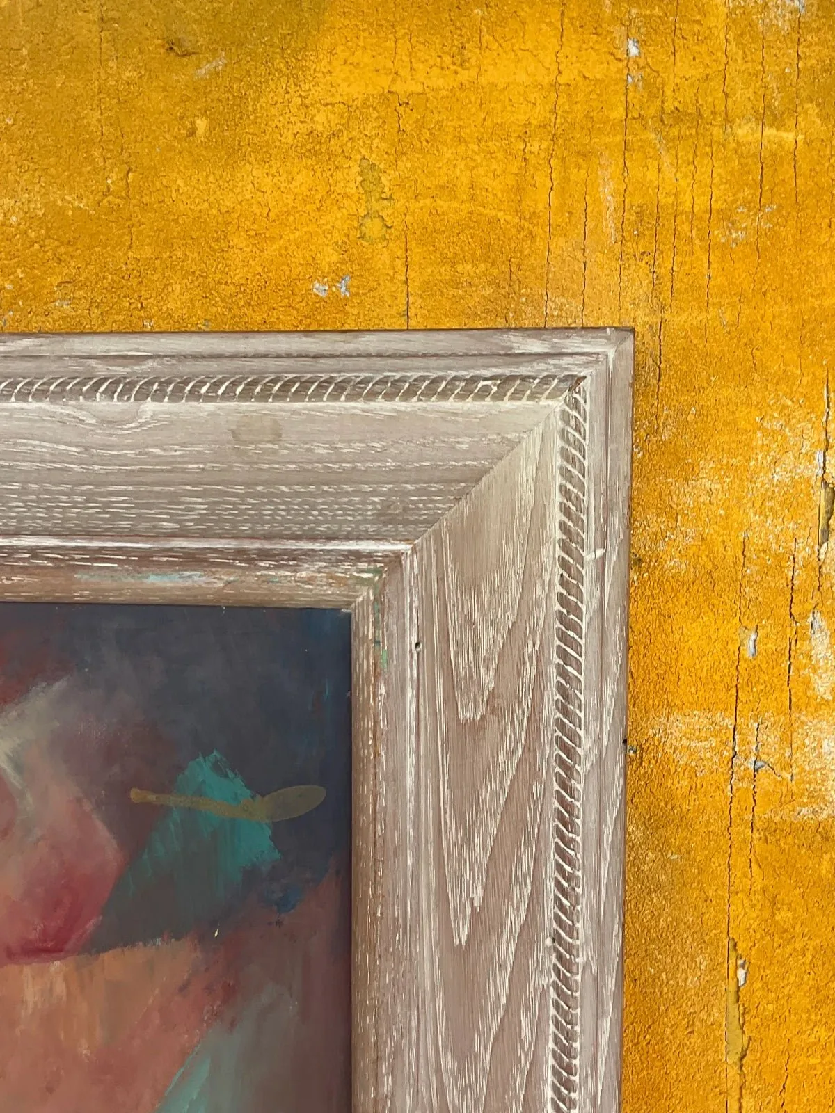 Vintage Boho Original Geometric Still Life Oil on Canvas — additional photo 4
