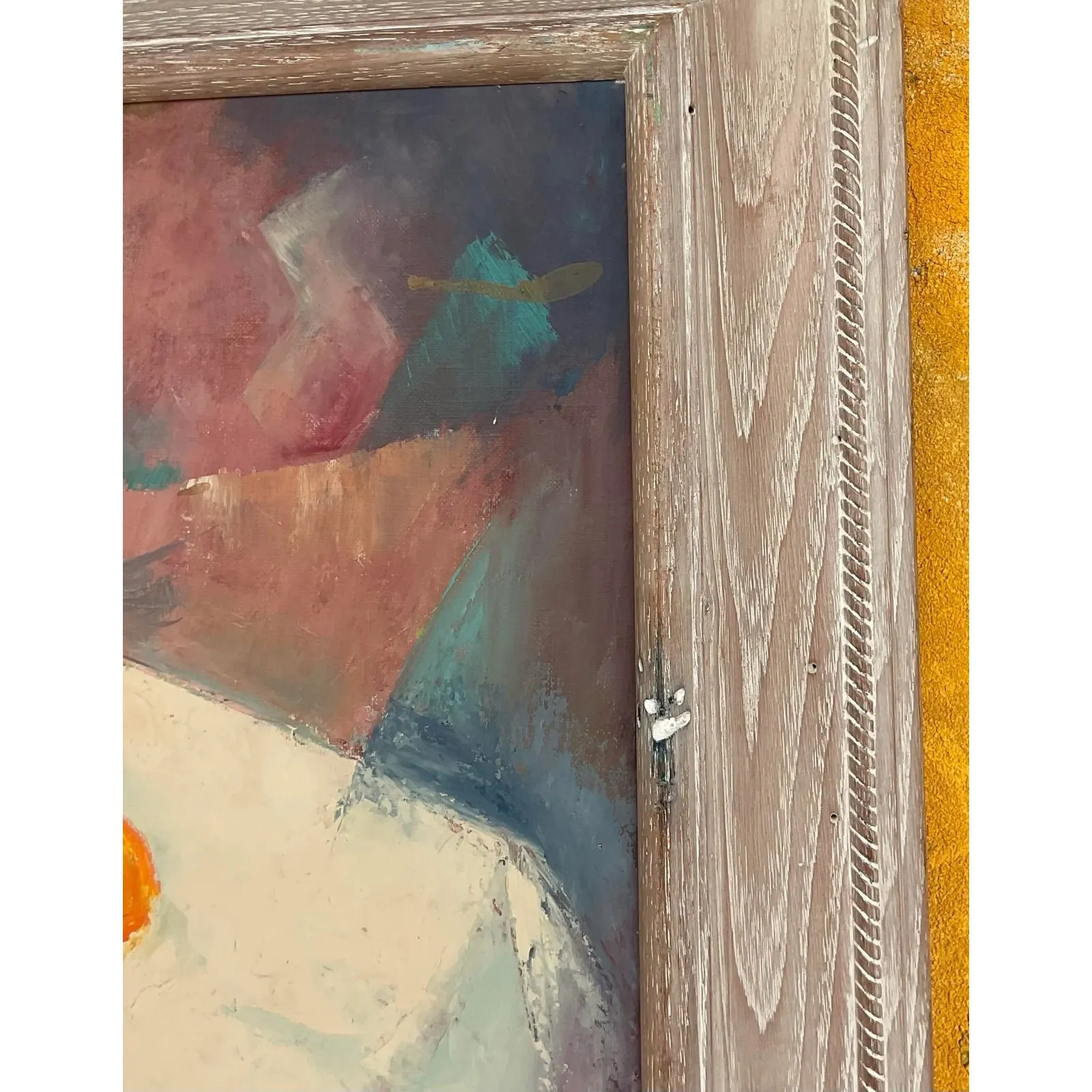Vintage Boho Original Geometric Still Life Oil on Canvas — additional photo 6