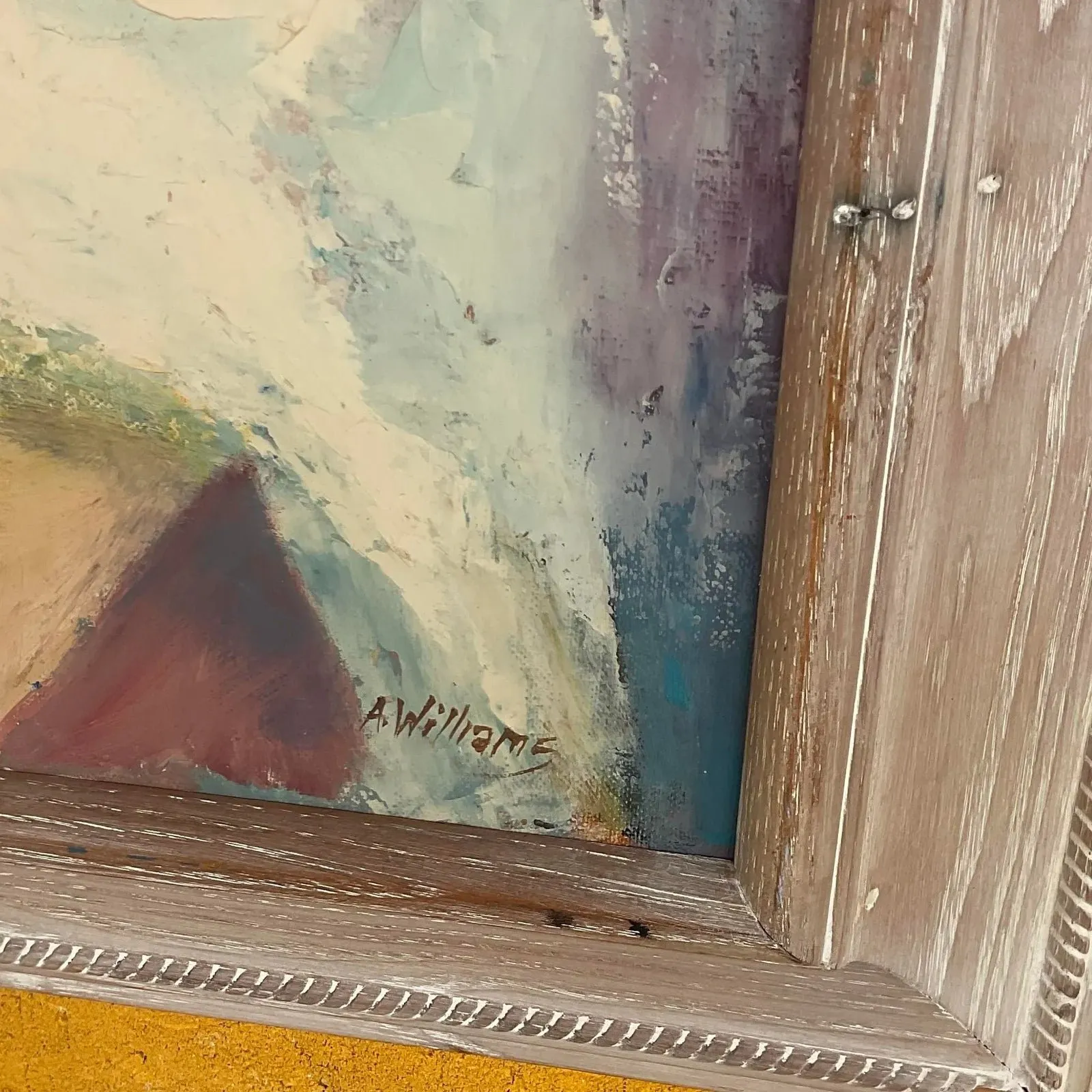 Vintage Boho Original Geometric Still Life Oil on Canvas — additional photo 7